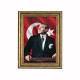 Kenar İşleme Çerçeveli Atatürk ve Bayrak Tablosu