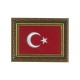 Koyu İşleme Desen Çerceve Nakış İşlemeli Türk Bayrağı